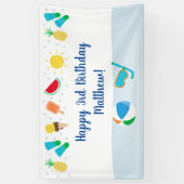 ボーズプールパーティーアイスクリームサンシャイン誕生日 横断幕 (縦)