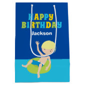 ボーズプールパーティーカスタム子供の誕生日 ミディアムペーパーバッグ (裏面)