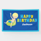 ボーズプールパーティーカスタム子供の誕生日 横断幕 (横)