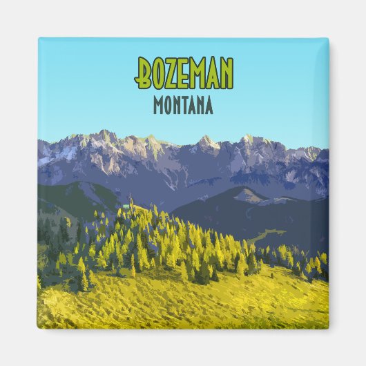 ボーズマンモンタナマウンテンズヴィンテージ マグネット (正面)