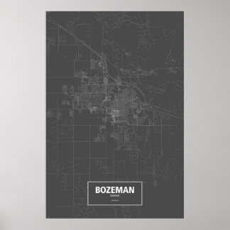 ボーズマン, モンタナ州 (黒地に白) ポスター