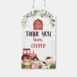 ボーズレッドバーントラクターファーム誕生日メッセージカード ギフトタグ