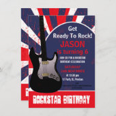 ボーズロックスターギター誕生日招待状 招待状 (正面/裏面)