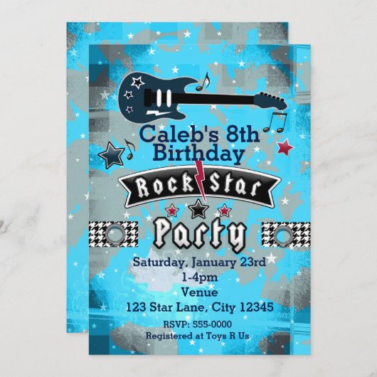 ボーズロックスターバースデーパーティ招待状 招待状 (正面/裏面)