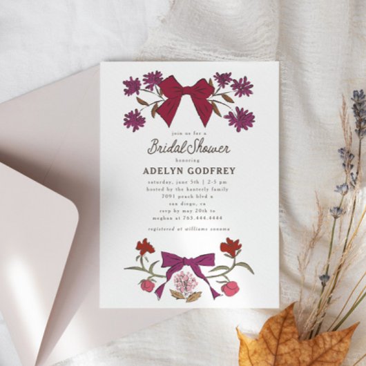 ボーズ&フラムマゼンタコケットブライダルシャワー 招待状