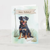 ボーセロンは外で誕生日標識の下で犬を繁殖 カード (正面)