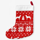 ボーセロンシルエット犬ホリデーパターンレッド スモールクリスマスストッキング (裏面)