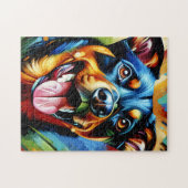 ボーセロンドッグポートレートアクリルアートプリントドッグ恋人 ジグソーパズル (横)