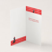 ボーセロンドッグレッドプレイドホリデーカード (内部)