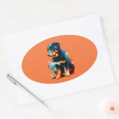 ボーセロン犬 楕円形シール (封筒)