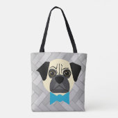 ボータイとFawn Pug、ヘリンボーングレー トートバッグ (裏面)