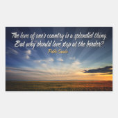 "ボーダレス愛"感動的引用文 長方形シール (正面)