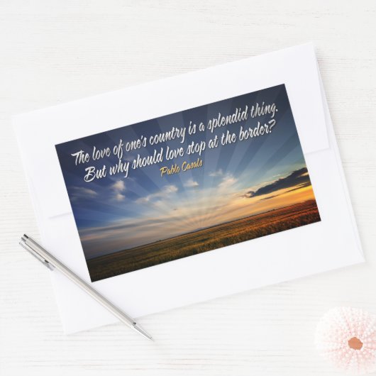 "ボーダレス愛"感動的引用文 長方形シール (封筒)