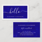 ボーダーおよび原稿|のはっきりしたで青い水彩画こんにちは 名刺 (正面/裏面)