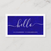ボーダーおよび原稿|のはっきりしたで青い水彩画こんにちは 名刺 (正面)