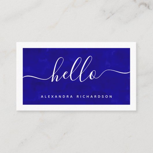 ボーダーおよび原稿|のはっきりしたで青い水彩画こんにちは 名刺 (正面)
