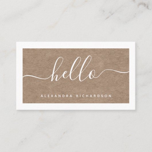ボーダーおよび原稿|クラフト紙の一見こんにちは 名刺 (正面)