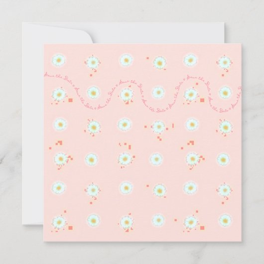 ボーダーなしのデイジー Save the Date テンプレート (正面)