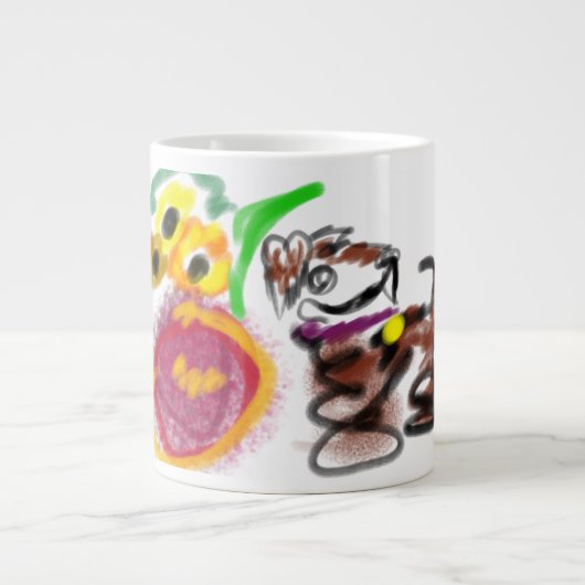 ボーダーコリーとひまわり ジャンボコーヒーマグカップ (正面)