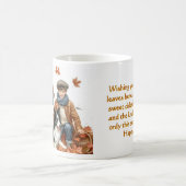 ボーダーコリーと子供たちの秋 コーヒーマグカップ (中央)