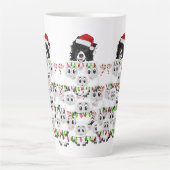 ボーダーコリーと羊のクリスマツリー カフェラテマグ (正面)