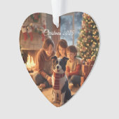 ボーダーコリーと過ごす家族のクリスマス オーナメント - Coz (正面)