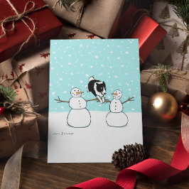ボーダーコリーと雪だるま | アジリティドッグのクリスマス シーズンカード