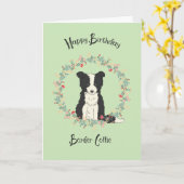 ボーダーコリーのためのバースデー・カード カード (黄色い花)