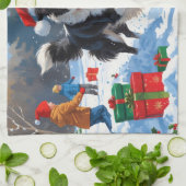 ボーダーコリーのクリスマス　雪の祭典 キッチンタオル (折り畳み)