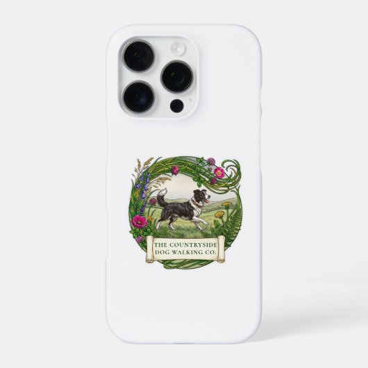 ボーダーコリーのドッグウォーカー オーダーメイドiPhoneケース iPhoneケース (裏面)