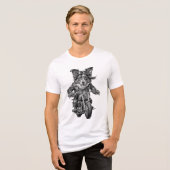 ボーダーコリーのバイカー犬 トライブレンドTシャツ (正面全面)