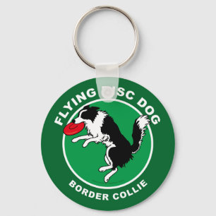 ボーダーコリーのフライングディスク犬Keychain キーホルダー