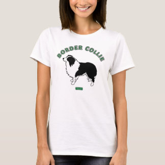 ボーダーコリーの女性のTシャツ(白い) Tシャツ