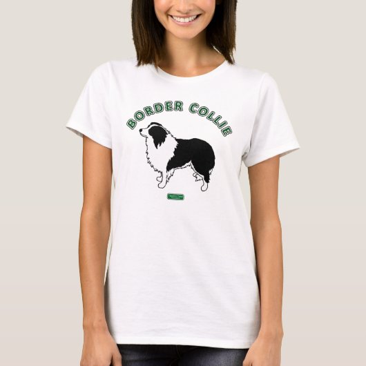 ボーダーコリーの女性のTシャツ(白い) Tシャツ (正面)