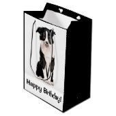 ボーダーコリーの子犬のハッピーバースデー ミディアムペーパーバッグ (正面アングル)