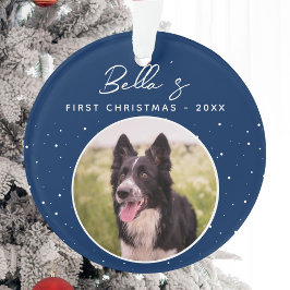 ボーダーコリーの子犬の初めてのクリスマス 写真 オーナメント
