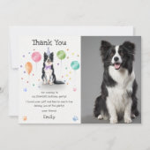 ボーダーコリーの子犬の犬の誕生日感謝カード 招待状 (正面)