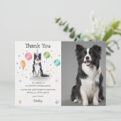 ボーダーコリーの子犬の犬の誕生日感謝カード 招待状 (スタンド正面)