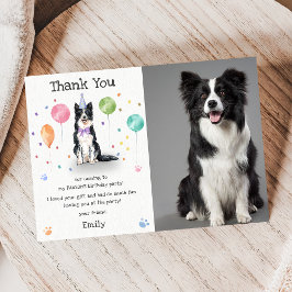 ボーダーコリーの子犬の犬の誕生日感謝カード 招待状