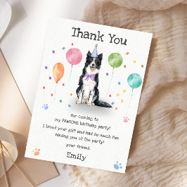 ボーダーコリーの子犬の誕生日お礼カード 招待状