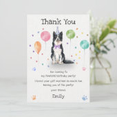 ボーダーコリーの子犬の誕生日お礼カード 招待状 (スタンド正面)