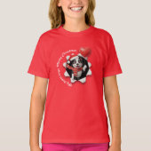 ボーダーコリーの子犬 クリスマス ハート スカーフ Tシャツ (正面)