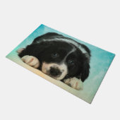 ボーダーコリーの子犬 ドアマット (アングル)
