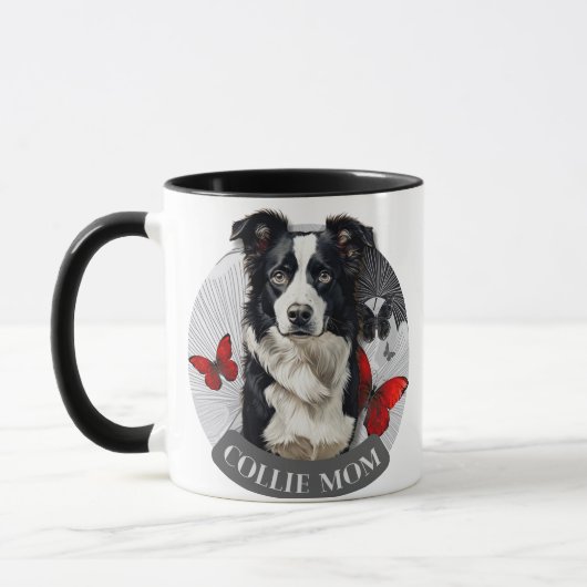 ボーダーコリーの母マグカップ - 愛犬家のためのコーヒーギフト マグカップ (左)
