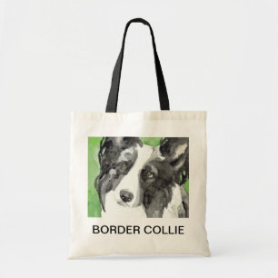 ボーダーコリーの水彩画 トートバッグ