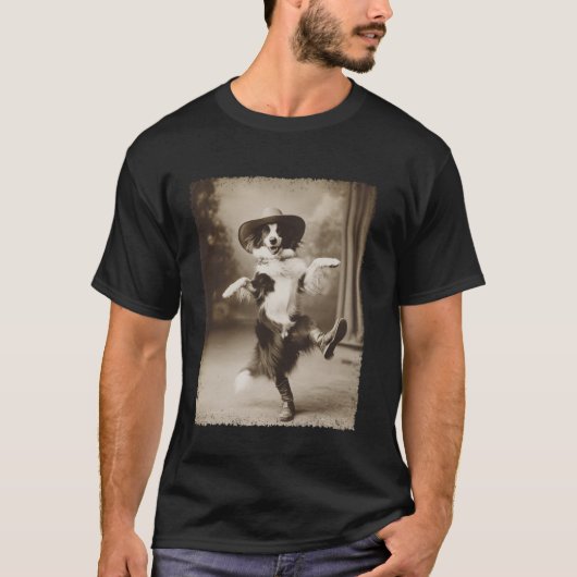 ボーダーコリーの犬の馬鹿カウボーイ Tシャツ (正面)