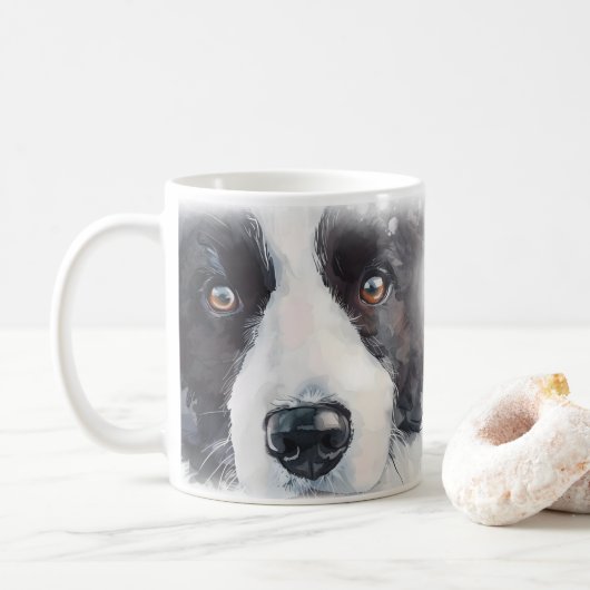 ボーダーコリーの犬ママ コーヒーマグカップ (ドーナツ)