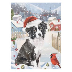 ボーダーコリーの犬 冬のワンダーランド クリスマスの喜び テーブルクロス