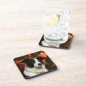 ボーダーコリーの秋のHeadshot コースター (右側)