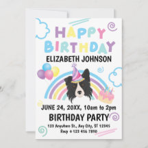 ボーダーコリーの誕生日招待状